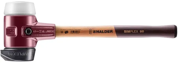 SIMPLEX soft-face hammer med støpejernshus og treskaft, Ø 80, Gummikombinasjon med "stand-up"/ Superplast