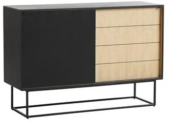 Woud Virka Kommode Høy Hvit/Sort